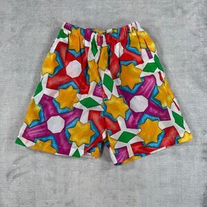 Vintage Surf Shorts Youth 6 Multicolor Vintage 90s Geometric Star Beach Art